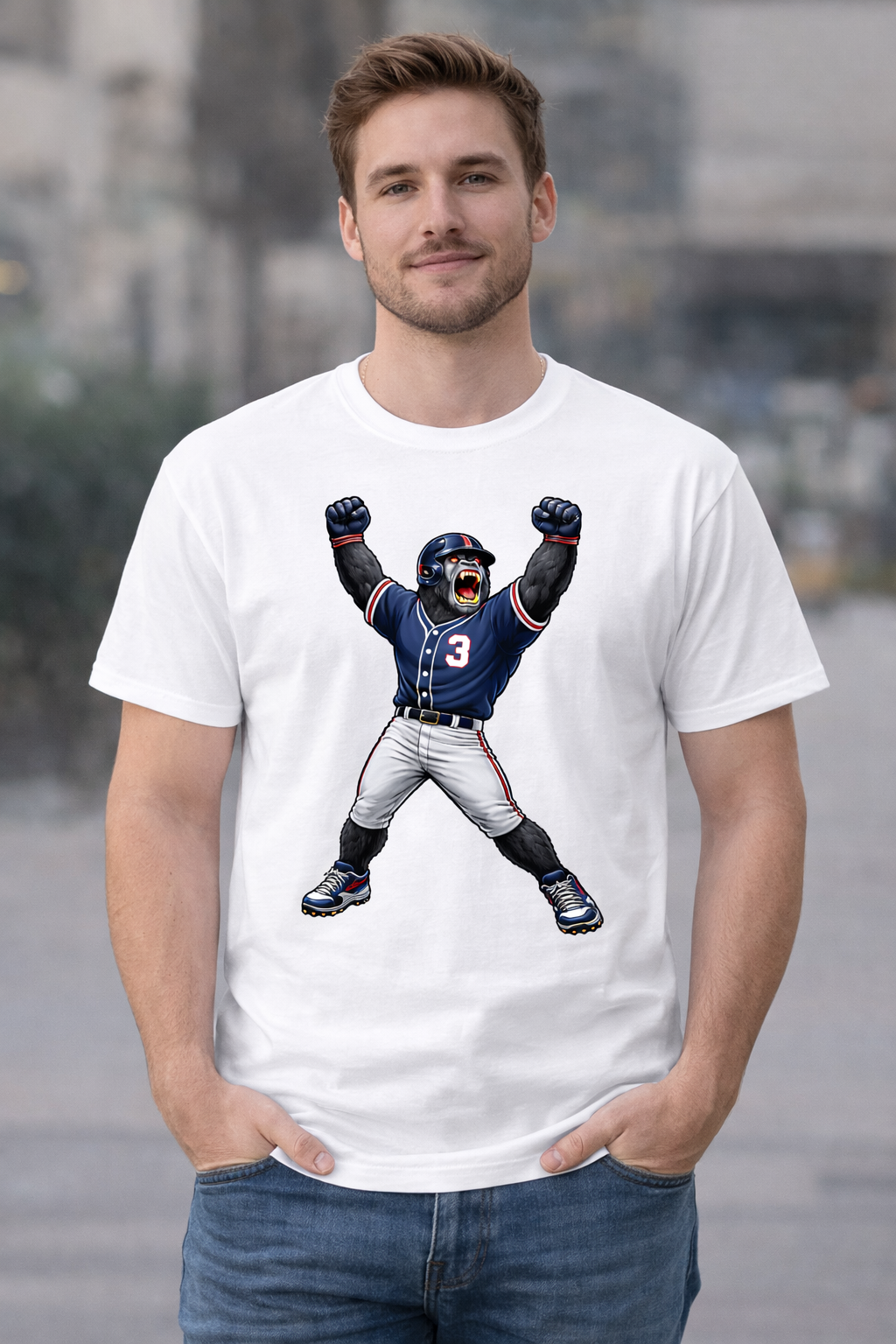 Gorilla Baseball Player - Victory Pose - T-shirt / Hoodie