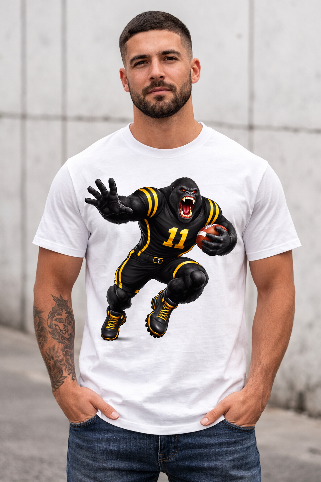 Gorilla Football Player - Stiff Arm - T-shirt / Hoodie